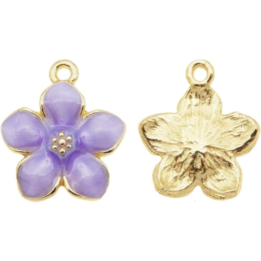 Metal Oil Drip Enamel Flowers Assorted Colors Mixed Petals Craft Charms Bracelets Pendants  DIY Jewellery Making Accessories