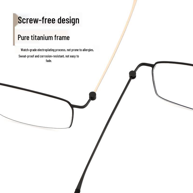 Linde Half-Titanium Screwless Glasses for Nearsighted Men – Super Light, Thin-Rimmed Frames (Model 5509)