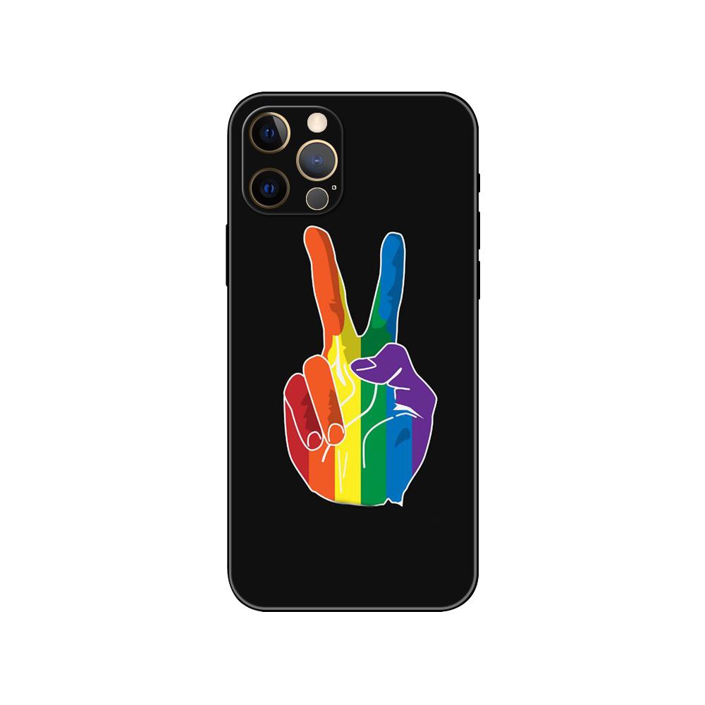 Rainbow Art DIY Phone Case for Iphone 5 5s 2020se 6 6s 7 8 Plus X 10 XR XS 11 12 13 Mini Pro MAX Black Tpu Back Cover