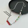 Dopamine candy color necklace female niche design splicing beaded neck chain simple collarbone chain necklace decoration summer