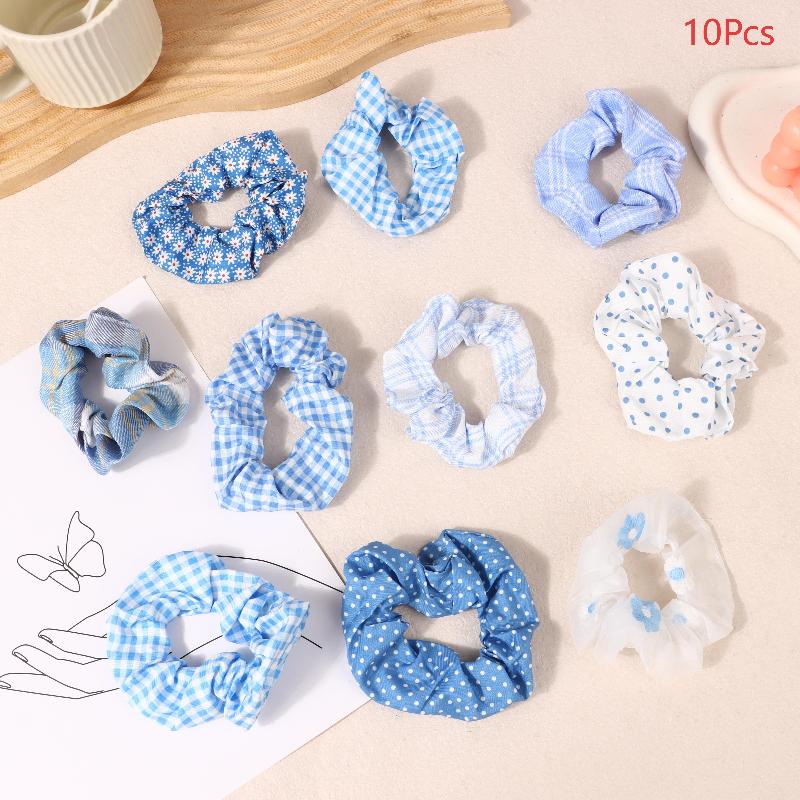 10Pcs Hair Rings Simple Cute Women Classic Large Intestine Hair Rings Marble Head Spring Summer Hair Accessories