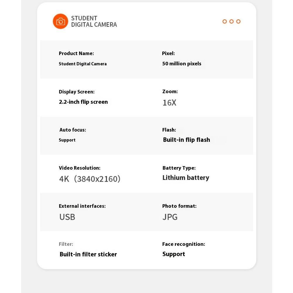 Student High Definition Digital Camera Retro Ccd Campus Entry Level Travel Vlog Card Microsingle Reverse