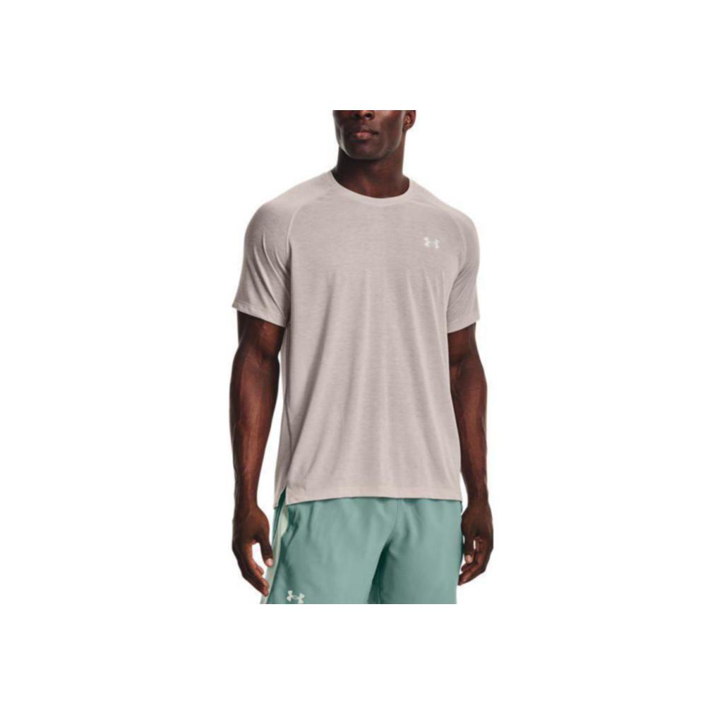 Under Armour Solid Logo Embroidered Crew Neck Sports T-Shirt Men Tops Grey 1361469-592