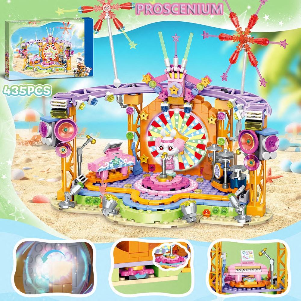 Non-Toxic Friend Creative Cartoon Beach Park Seaside Camping Car Tent Building Blocks City Street View Model Bricks Children Toy Kids Gifts