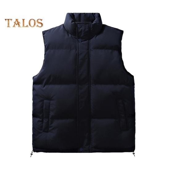 Gilet da Uomo Collo Alto Senza Maniche Abbottonatura con Zip Gilet Cappotto in Cotone con Tasche Laterali Tinta Unita Ispessito Caldo Trapuntato