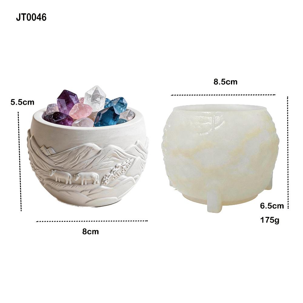 Carved Landscape Animal House Silicone Vase Mold Diy Candle Cup Plaster Storage Jar Home Decoration