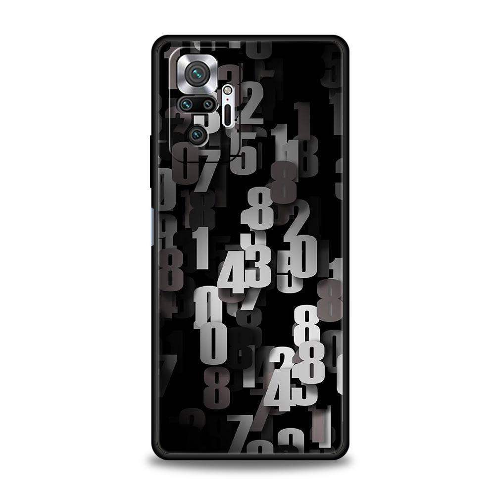 Number Pattern Phone Case Cover for Redmi 14C 10C Note 15 14 13 12 10 11 K40 Pro Plus 5G Soft TPU Shockproof Shell Fundas Capas