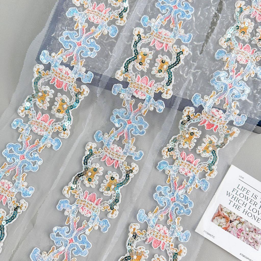 7Cm Mesh Bead Sequin Strand Embroidery Barcode Clothing Dress Bag Decorative Lace Accessories