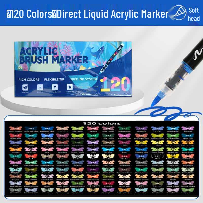 

Акриловий маркер з прямим чорнилом, пензель з м яким наконечником, велика ємність, нашаровуваний, не під тиском.