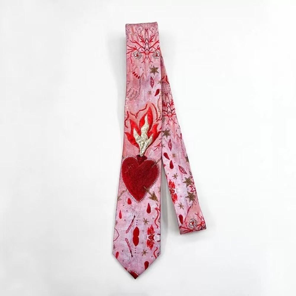 Heart Neck Tie Cherry Shirt Neckties Simple Y2K Neckties  Men