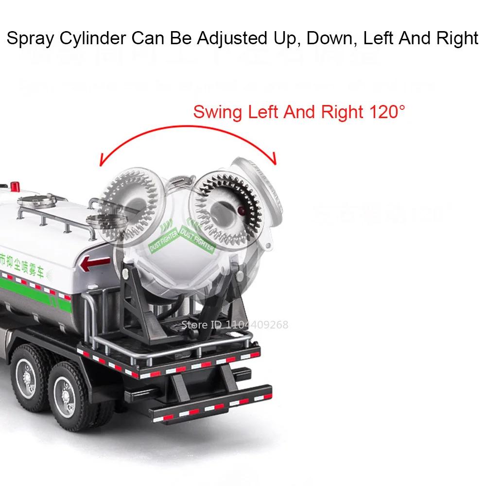 1:50 Dust Suppression Spray Sanitation Car Model Toy Alloy Die-cast Pull Back Light Sound Engineering Vehicle Children's Toys