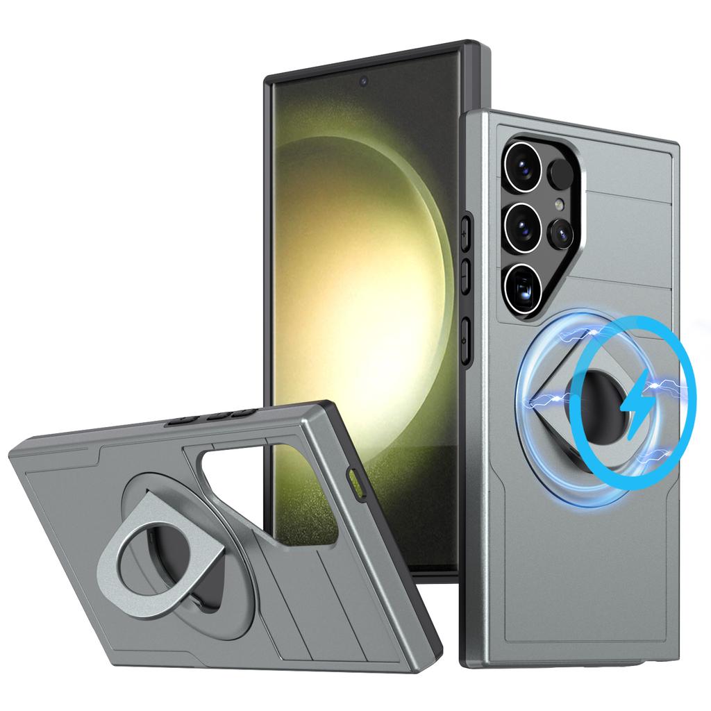 For Samsung Galaxy S24 Ultra Magnetic Case Ring Kickstand PC+TPU Phone Cover