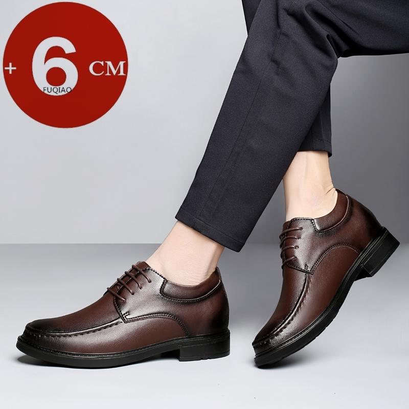 Gentleman 6cm Invisible Height Increasing Leather Shoes Men Business Casual Formal Dress Elevator Shoes for Wedding Office Party