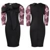 Large Size Women Spring Autumn Fashion Medium Sleeves Dress Ladies Elegant One Piece Patchwork Sheath Dress