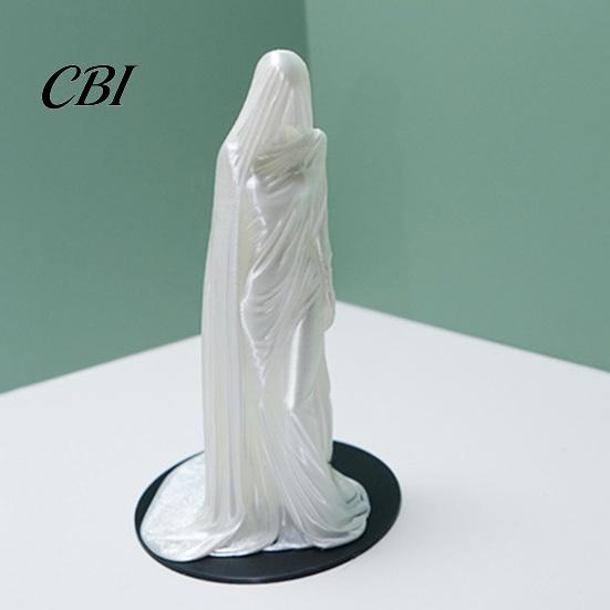 Veiled Goddess Sculpture 3D Printed Sculpture, Mysterious Female Figurine with Robe, Dark Gothic Style Desk Accessory Home Decor Statue for Bookshelf,