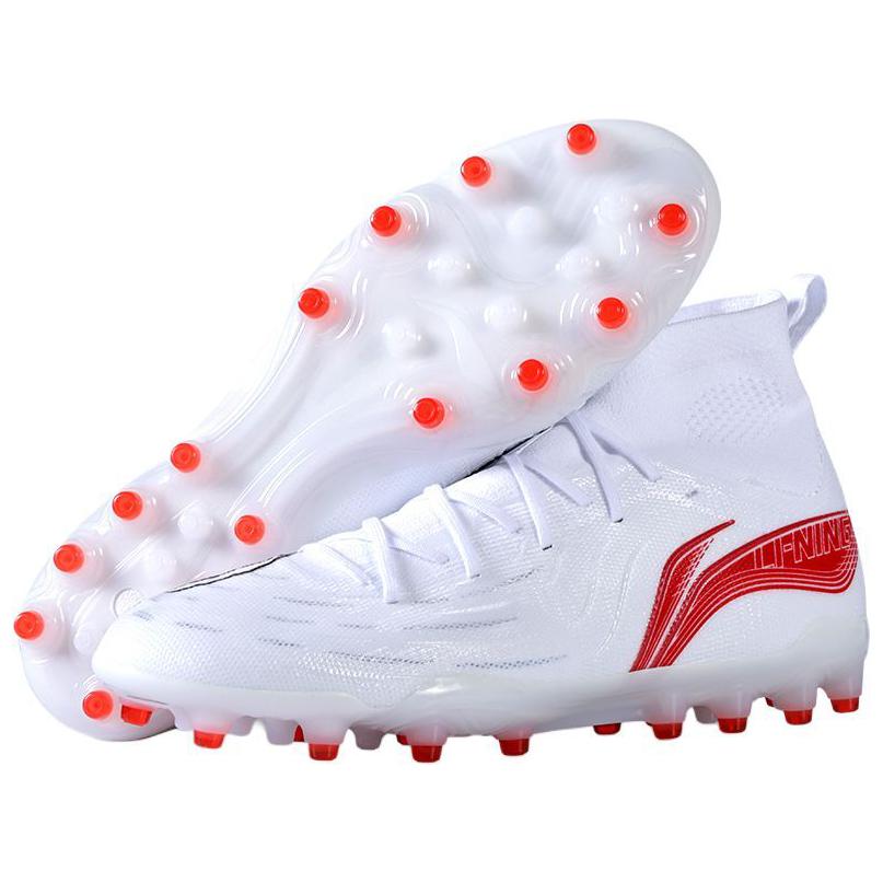 Li Ning Shadow 3 Fashion Comfortable Artificial Turf Durable Breathable Football Shoes Men Football Shoes White Red YSFU035-7