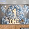 2D Flat Banner 1 Blue and White Star Balloon As the Birthday Backdrop for the First Anniversary Celebration