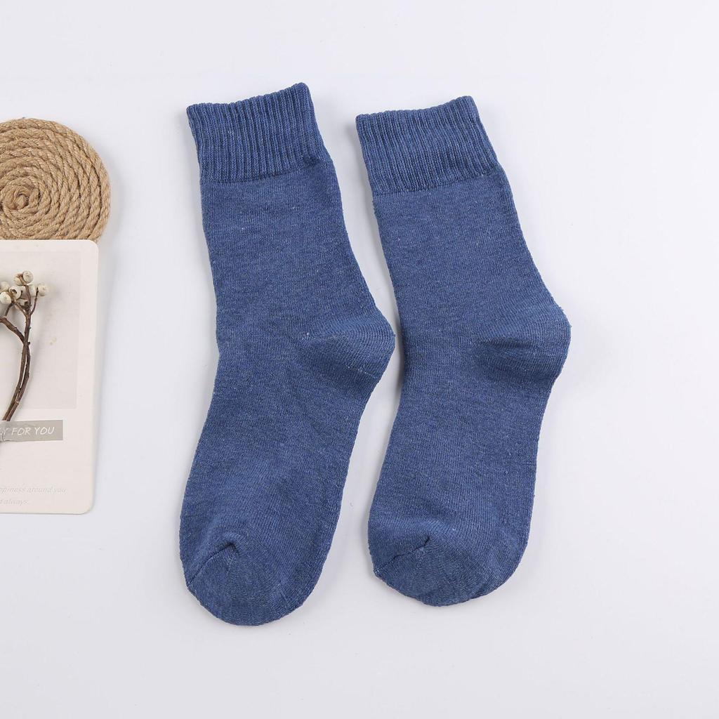Terry Mid-Calf Socks: Warm, Thick, Velvet-Enhanced Cotton for Men & Women - Perfect for Autumn & Winter