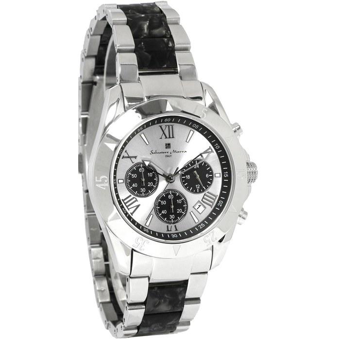 Salvatore Marra Men's Chronograph Watch SM23105-SSWHBK (Silver/White/Black)