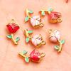 9x17mm Gold-Tone Stainless Steel Plant Charm Pendant for DIY Jewelry