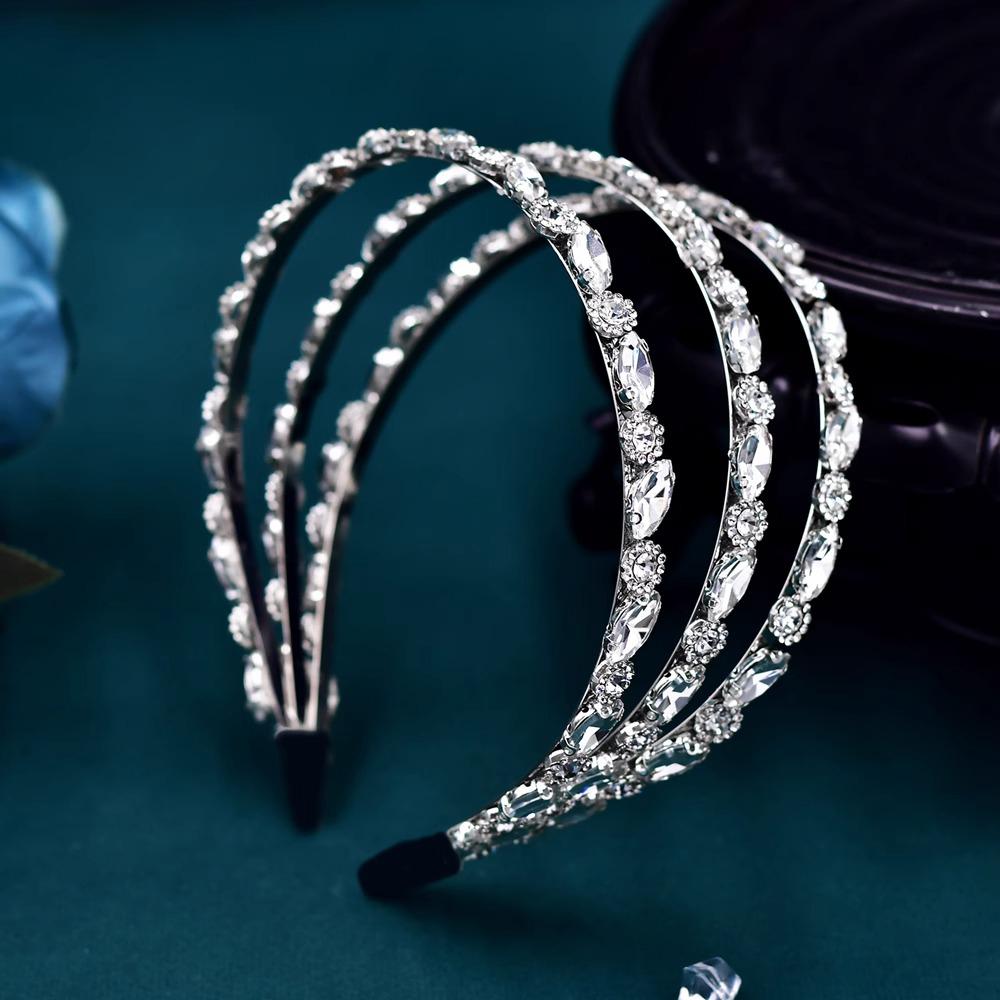 

Silver Handmade Rhinestone Wedding Headband Women Wide Crystal Headpieces for Wedding Bridal Bridesmaid Hair Accessories