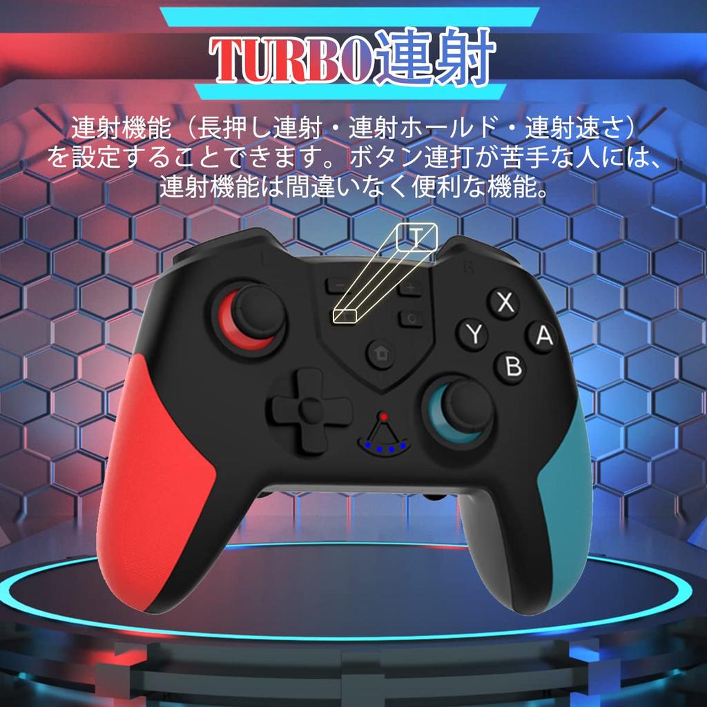 Switch Compatible Controller with Gyro Turbo HD Rear Macro Amiibo Bluetooth Compatible with All Switch and Wired PC Connection 6-Axis Sensor, Fire,
