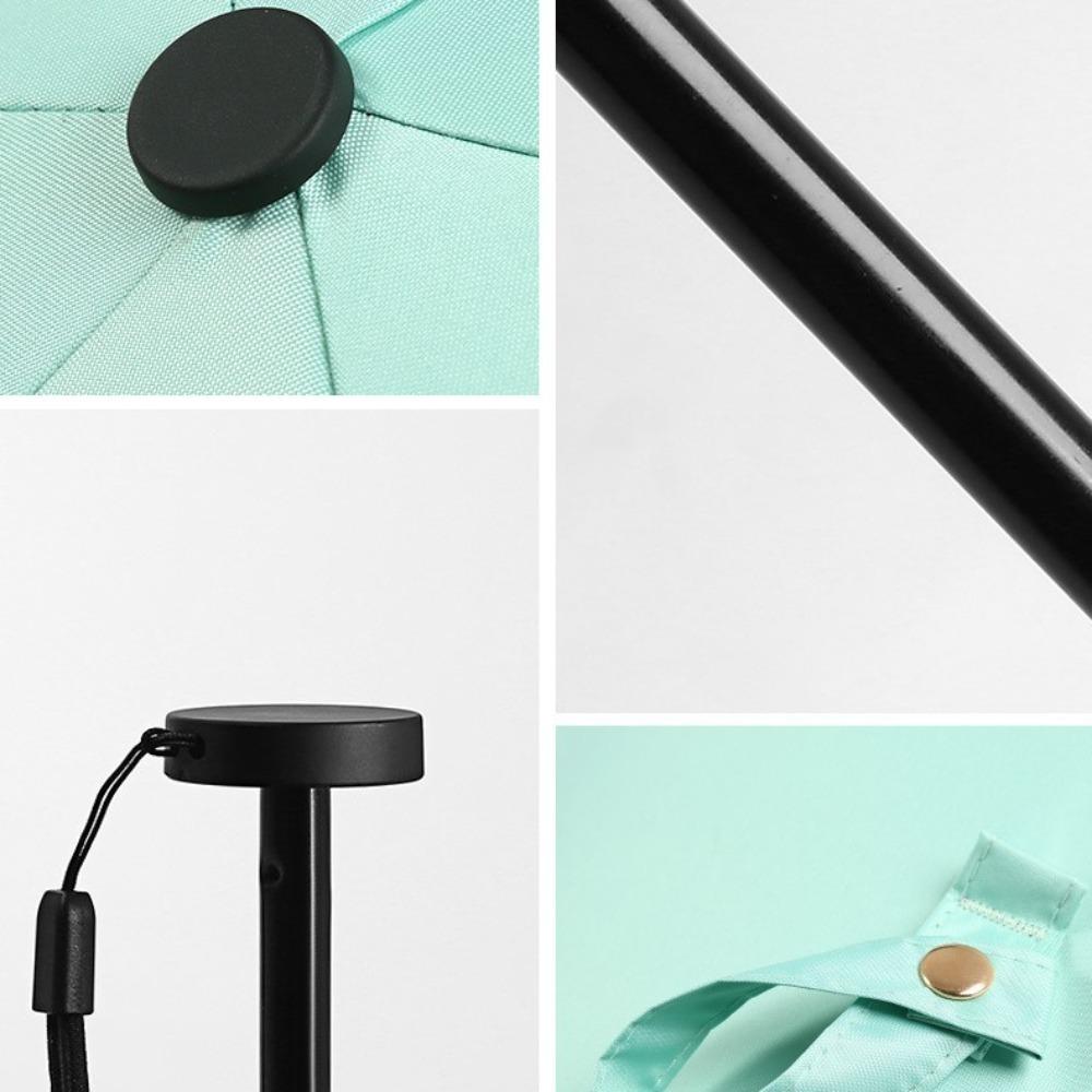 Portable 3 - Fold 6 - Rib Ultra - Light Student Umbrella, Manual Thick - Black - Glue Feather Umbrella for Rain and Sun