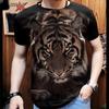 Fierce Tiger Animal Pattern Men's T-Shirts Short Sleeve 3D Animal Printed Trend Street Tee Oversized T Shirt Men Clothing Tops
