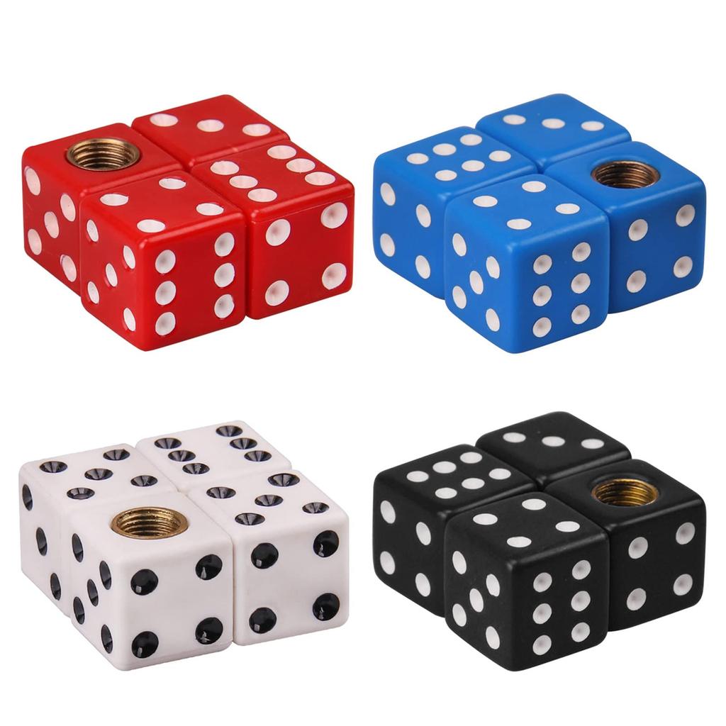 4pcs Dice Car Tire Valve Stem Cap Creative - Dice