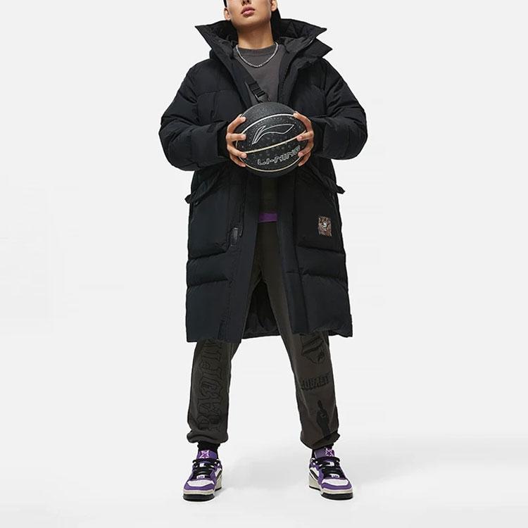 Li-Ning Badfive Series Letter Zipper Hooded Breathable Long Sleeve Down Jacket Men Jackets Black AYMT143-1