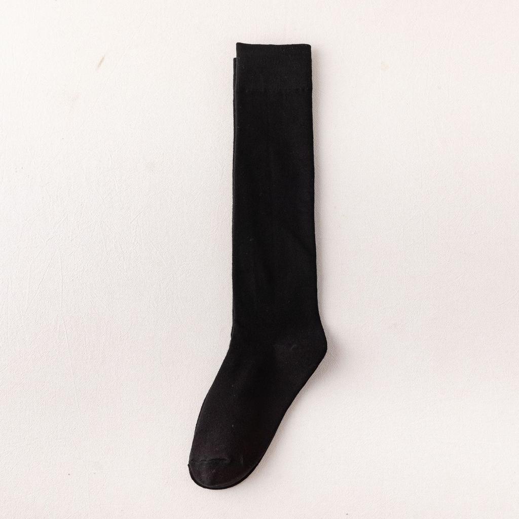 Black And White Socks Women'S Autumn And Winter Tube Socks Japanese Solid Color Calf Socks Cotton Korean Version Knee Socks Zhuji Socks Wome