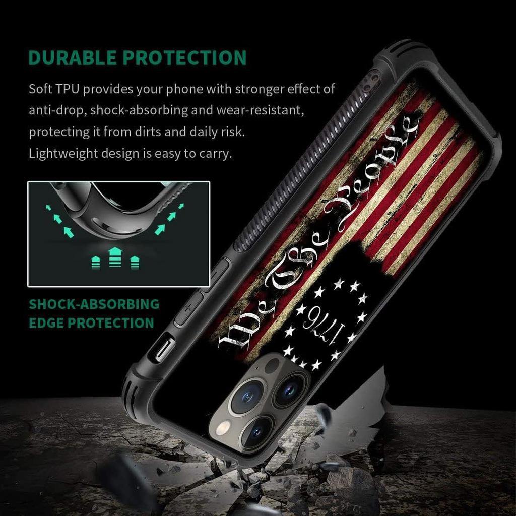 Compatible with iPhone 13 Pro Max,H American Flag G66 Pattern Design Scratch Shock Resistant Rugged TPU Protective Case for iPhone 13 Pro Max 6.7