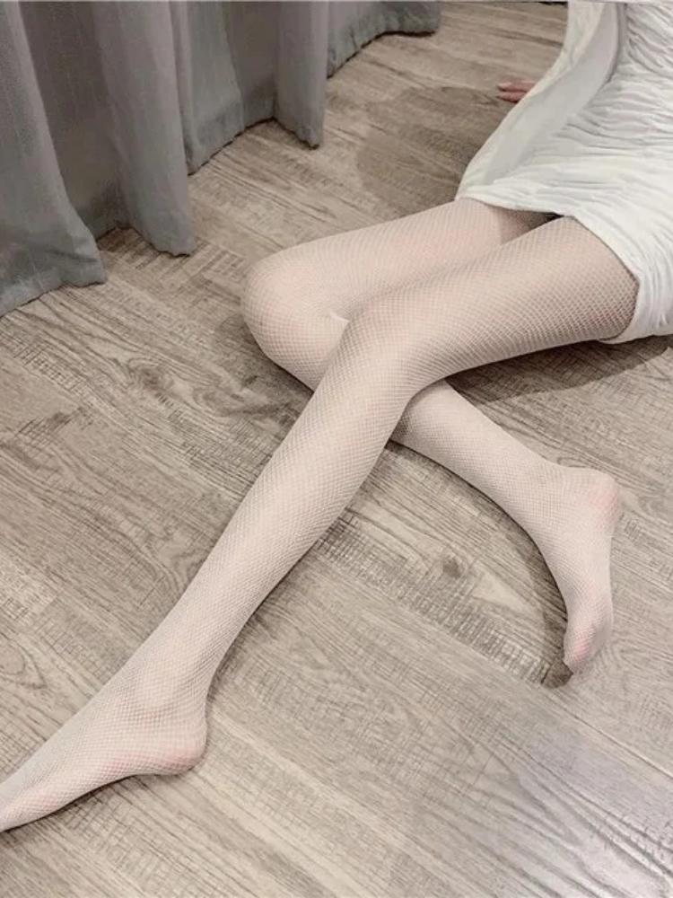 Sexy Dames Lange Visnet Dij Hoge Sokken Visnet Panty Kousen Dames Zomer Legging Kous One Size gray