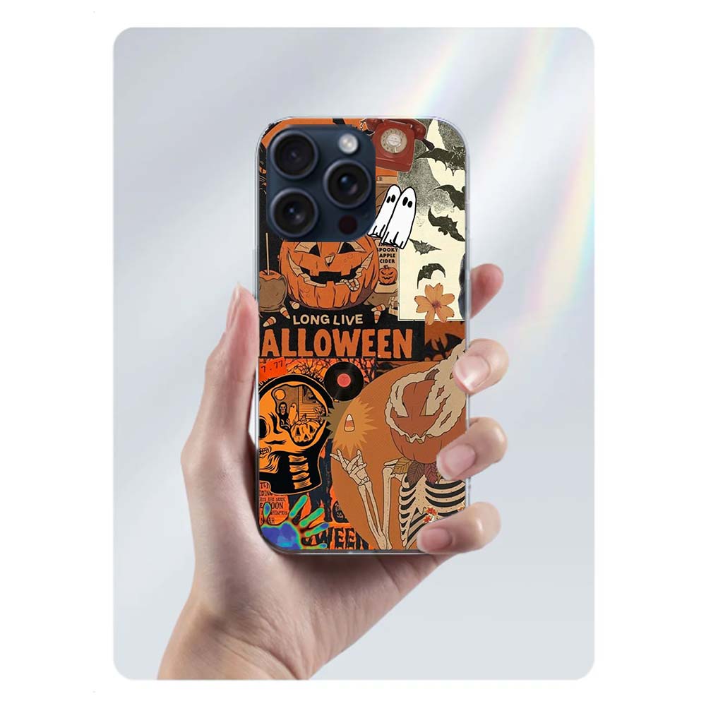 Halloween Fall Art Witch Cat Clear Phone Case For Iphone 17 Air 16 Pro Max 15 Pro 14 Plus 17E 16E 11 13 12 Mini Cover Cases Fund