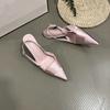 Mode Spitz Europa Und Die Vereinigten Staaten Feine Absätze Rosa Satin High Heels Baotou Schuhe Damen Neu 2025 Frühling Mary Jane Halbsandalen