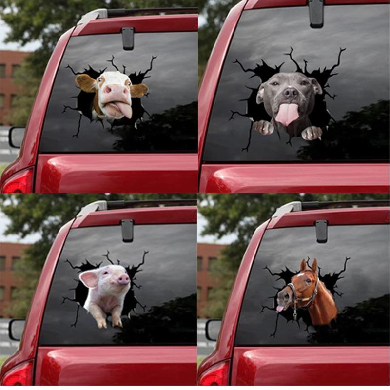 

Наклейка на автомобиль с животными, креативная рваная наклейка на автомобиль, персонализированная стеклянная наклейка, электростатическая наклейка