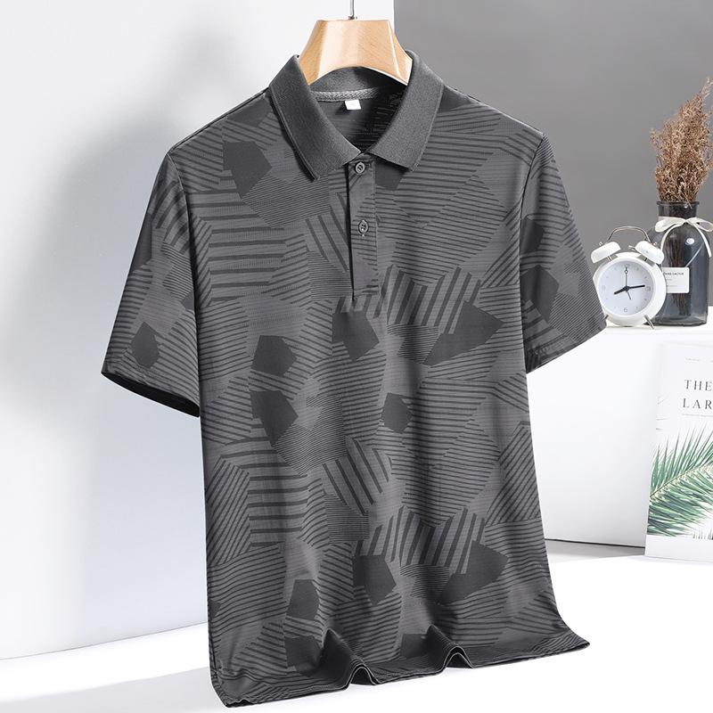 Polo in Seta Ghiaccio Maglietta a Maniche Corte da Uomo Estiva Sottile Abbigliamento Estivo Maglietta Estiva ad Asciugatura Rapida