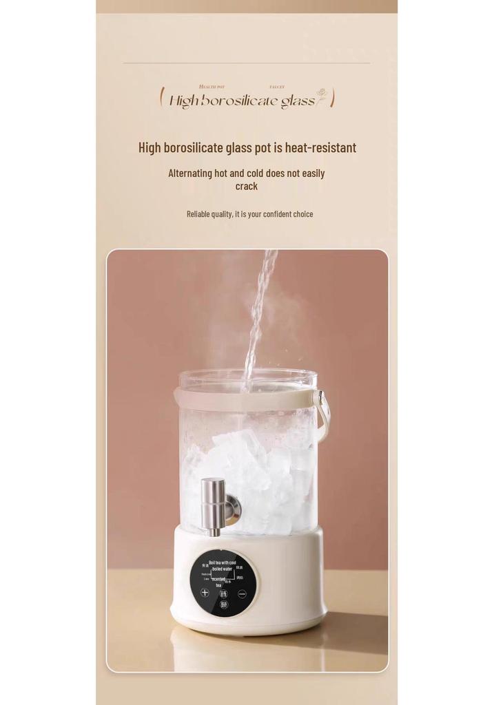 Large Capacity Borosilicate Glass Electric Tea Kettle with Faucet