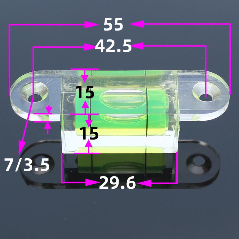 Akrylová čtvercová vodováha s bublinkou a montážními otvory Horizontální pravítko Délka 55 mm 54 mm 39 mm K dispozici 1 kus