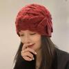 Handmade Crocheted Headgear, White Hair Wool Hat, Autumn and Winter Cold-proof and Warm Hat, Women's Hollow Knitted Hat, Melon Fur Hat