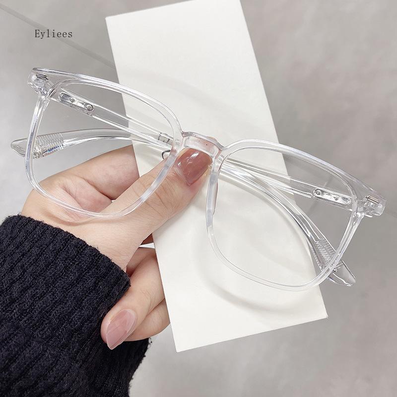 4 New Retro Anti-Blue Light Glasses Girl Square Frame Plain Glasses Blue Light Bezel Transparent Eyewear Glasses For Women