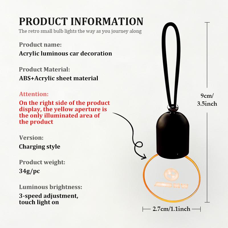 Car Glow LED Light Pendant Hanging Rearview Mirror Accessories For BMW Performance M E87 E30 E46 E28 F35 G20 E93 F20 X3 X GS7