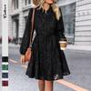 Yiyi Jacquard Lace-up Skirt Spring and Summer New Jacquard Long-sleeved Dress