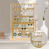 Adjustable Two-Tier Detachable Jewelry Organizer Stand with Multiple Slots and Hooks on Wooden Base for Necklace Bracelet Earrings Display
