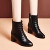 Martin Boots Women's New Autumn and Winter Velvet Boots Medium Heel High Heel Cotton Shoes Thick Heel Short Boots Soft Sole