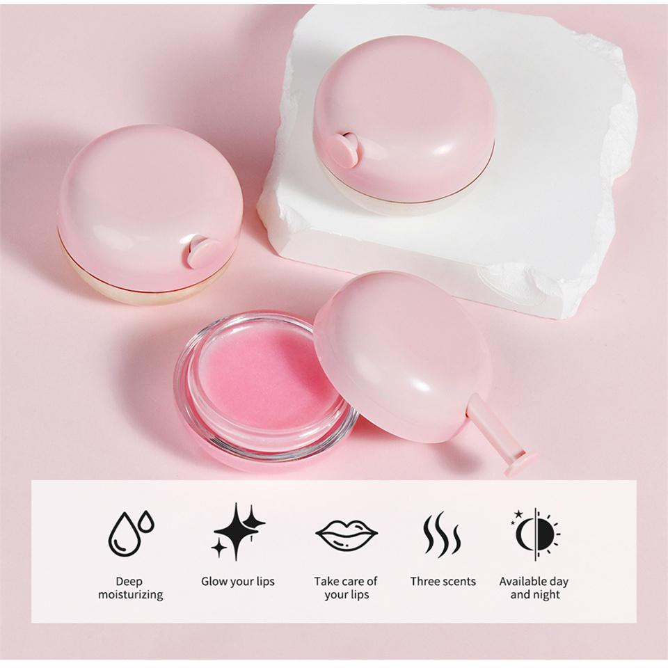 Lip Balm 3 Colors Light Lines Anti-Dry Cracked Lip Care Balm Hydrating Moisturizing Fine Glitter Strawberry Fruit Fragrance Lip
