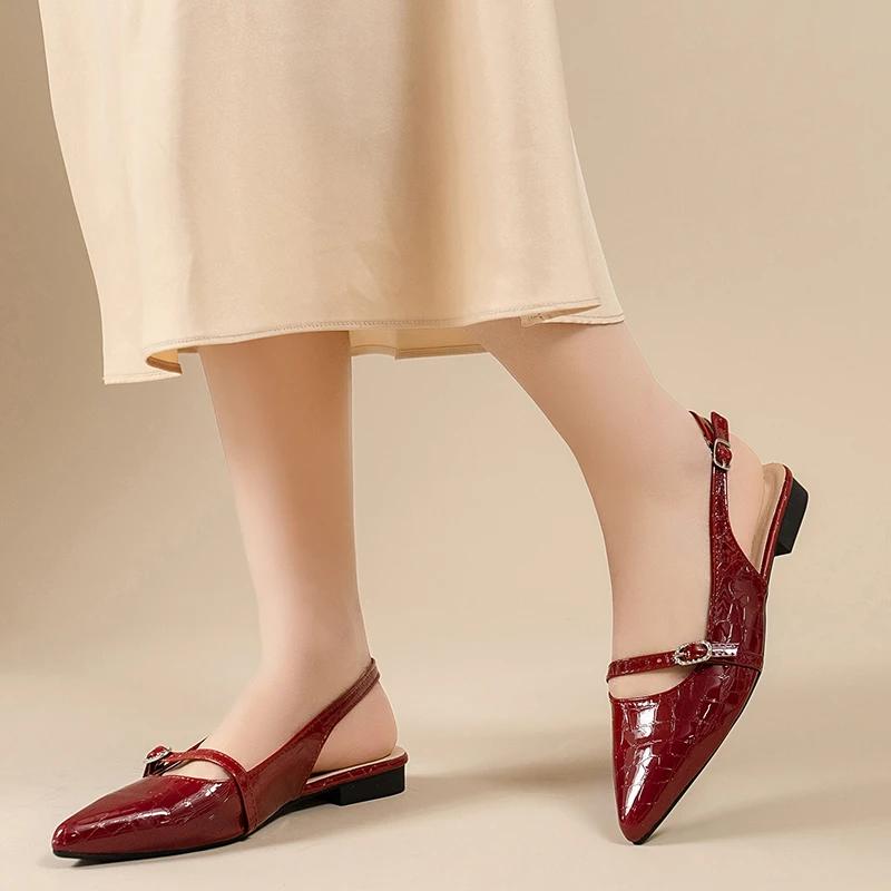 Shoes Female Slingbacks Women's High Heels Fashion Buckle Strap Office and Career New Belt Buckle Closed Toe Sandals