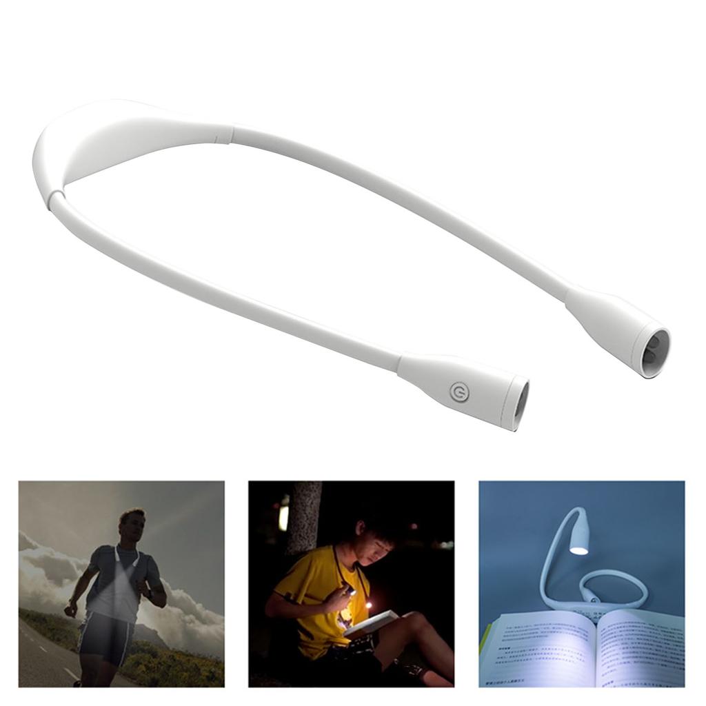 Rechargeable LED Neck Reading Light 360 Degree Universal Adjustment Book Light for Reading in Bed White