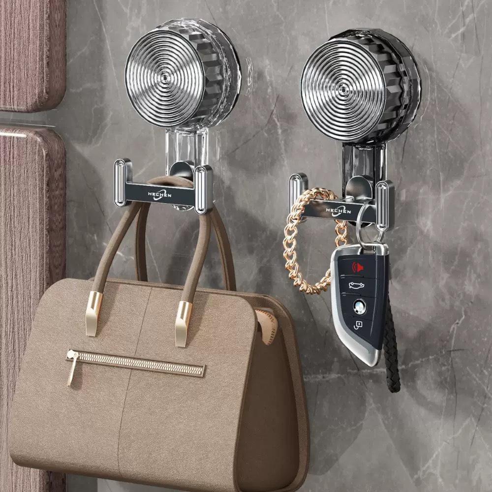 

Элегантный клейкий вакуумный крючок: Бесшовный настенный крючок для одежды без сверления для ванной и двери Transparent Bag Pack