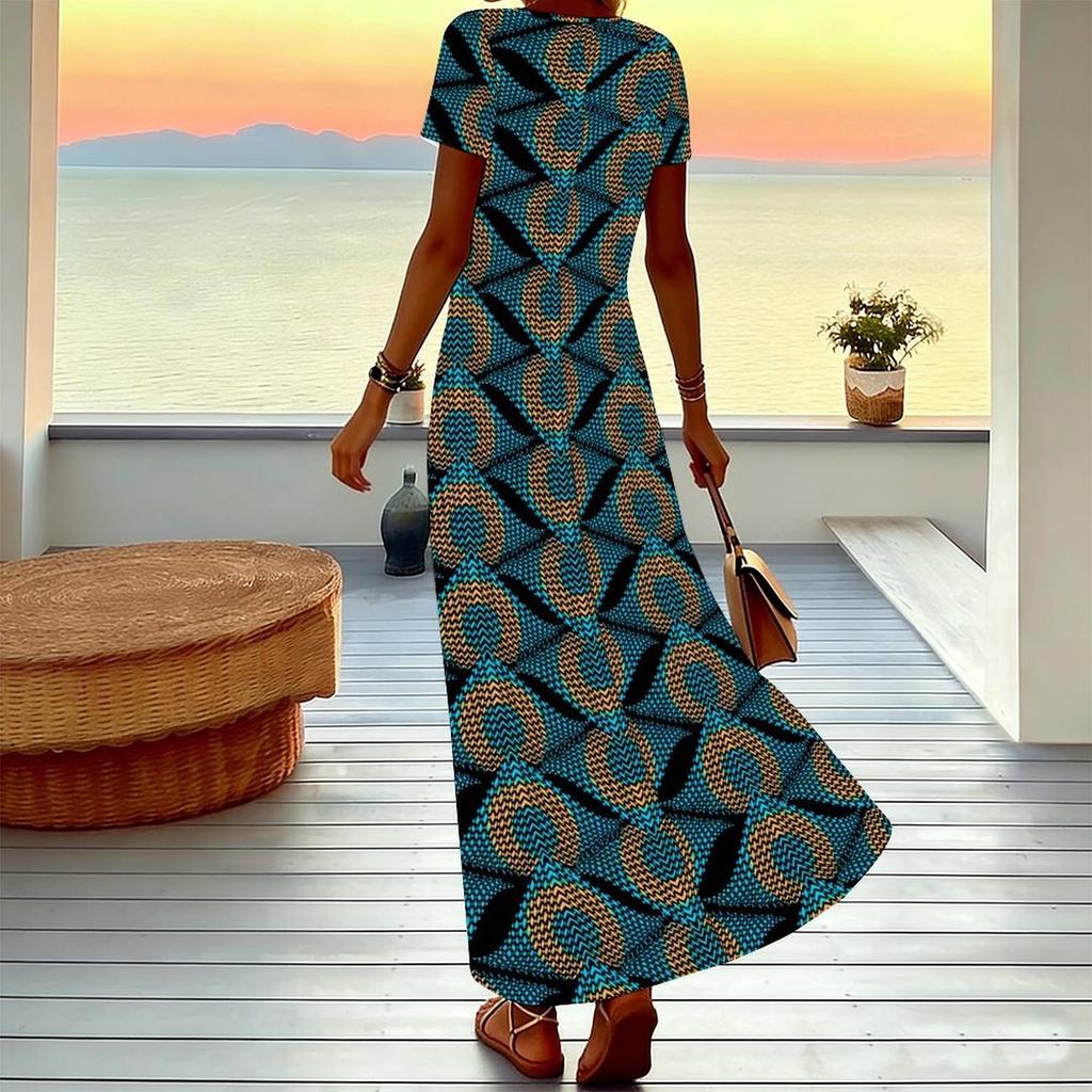 Women Plus Size V Neck Short Sleeve Maxi Dress Gradient Pink Leopard Print Loose Summer Beach Long Dress